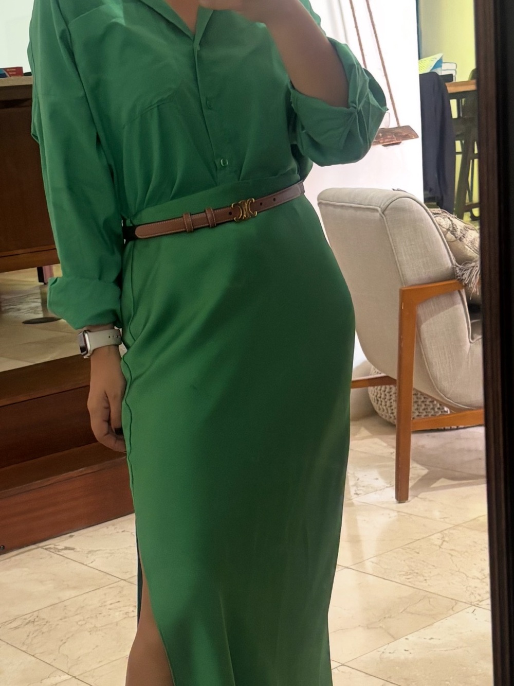H&M Women's Emerald Green Midi Skirt